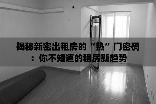 揭秘新密出租房的“热”门密码:你不知道的租房新趋势