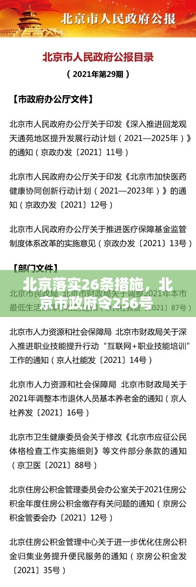 北京落实26条措施,北京市政府令256号