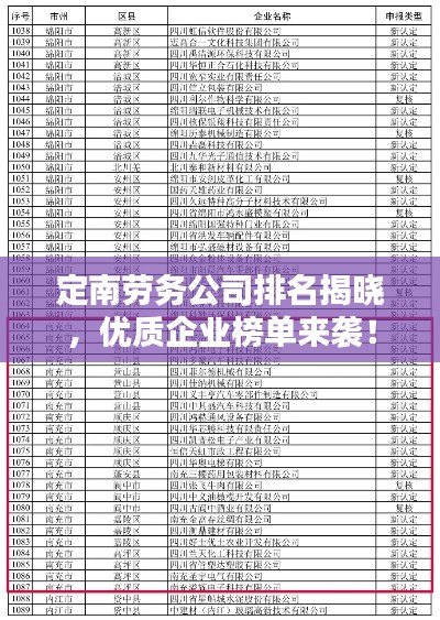 定南劳务公司排名揭晓,优质企业榜单来袭!