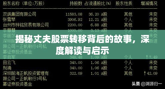 揭秘丈夫股票转移背后的故事,深度解读与启示